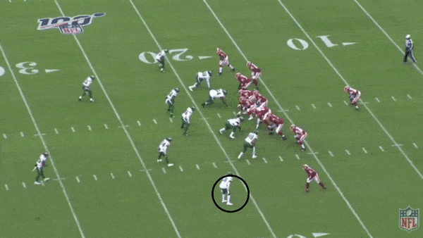 Bless Austin breaks underneath and makes tackle
