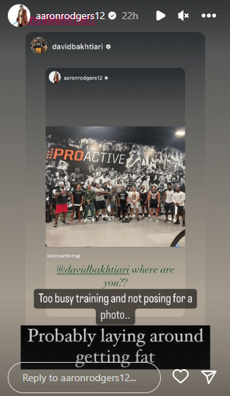 NY Jets Aaron Rodgers IG Story