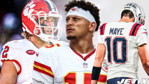 Cade Klubnik, Patrick Mahomes, Drake Maye, Jet X Graphic