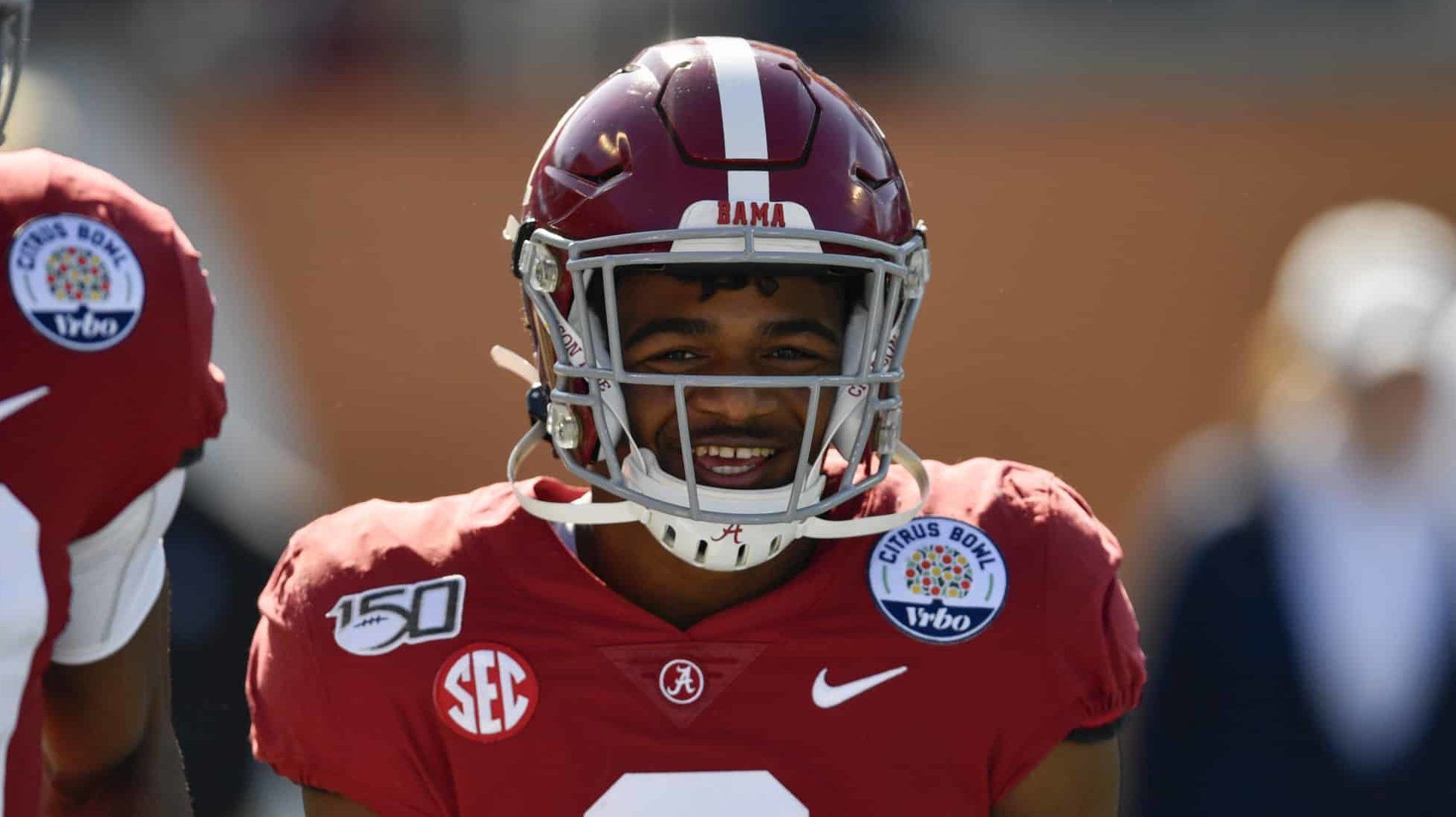 ORLANDO, FL - JANUARY 01: Alabama Crimson Tide defensive back Patrick Surtain II (2) prior to the first half of the Citrus Bowl between the Michigan Wolverines and the Alabama Crimson Tide on January 01, 2020, at Camping World Stadium in Orlando, FL.