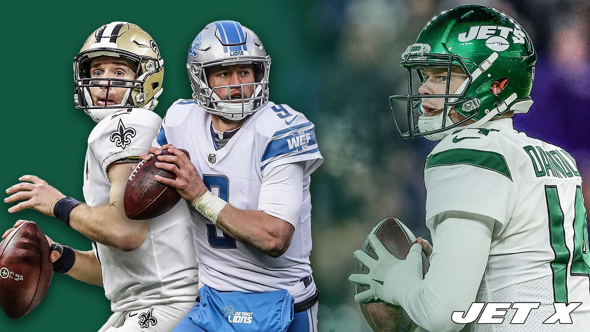 Drew Brees, Matthew Stafford, and Sam Darnold