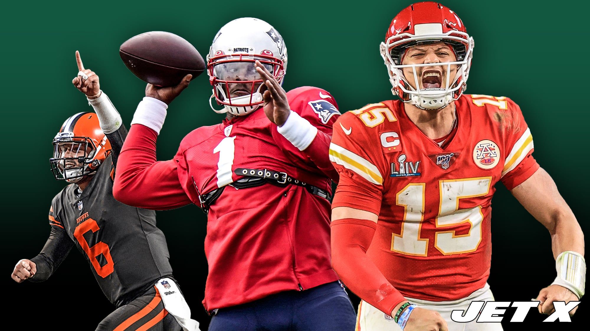 Patrick Mahomes, Baker Mayfield, and Cam Newton