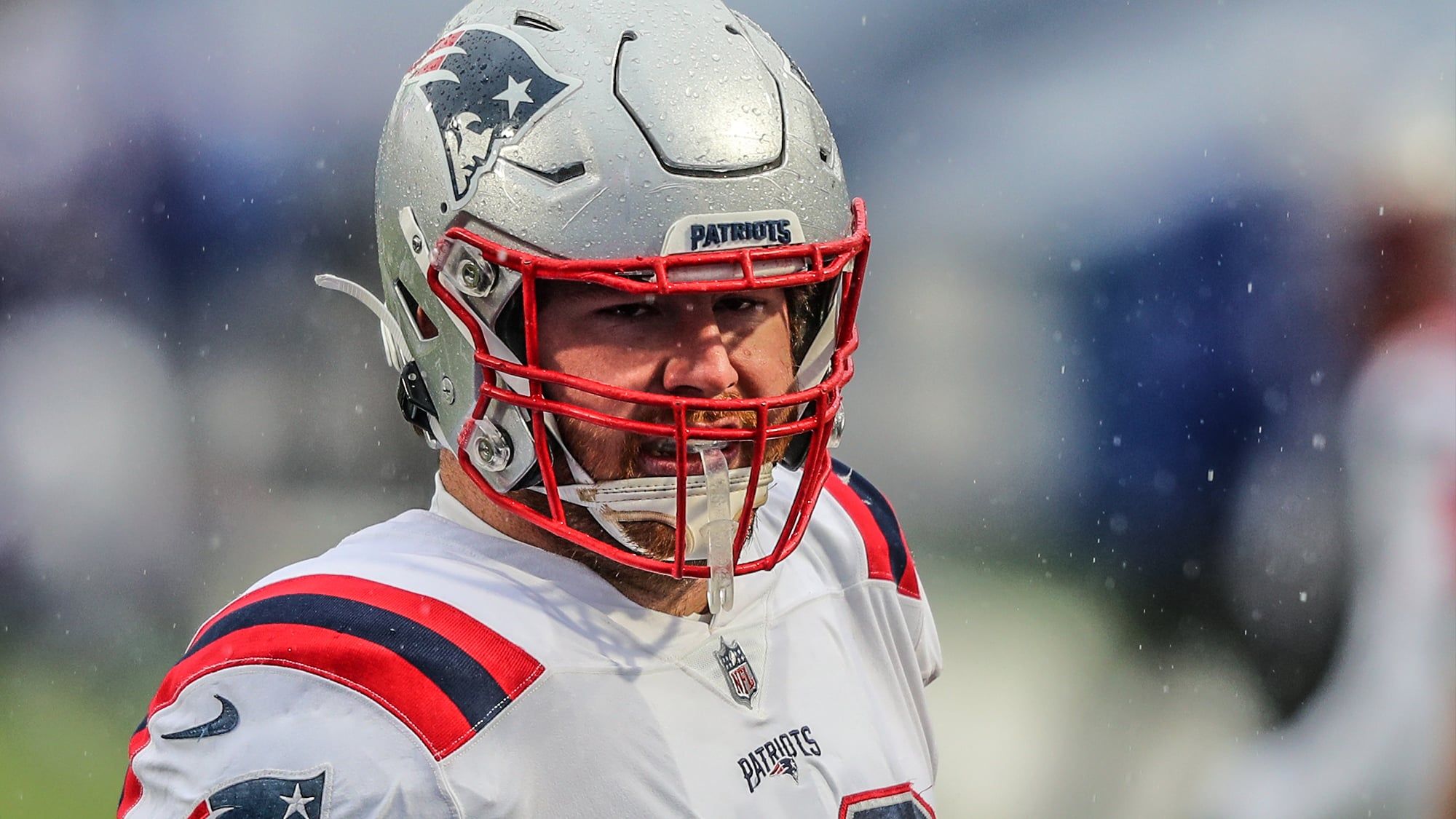 ORCHARD PARK, NY - NOVEMBER 01: Joe Thuney #62 of the New England Patriots before a game against the Buffalo Bills at Bills Stadium on November 1, 2020 in Orchard Park, New York.