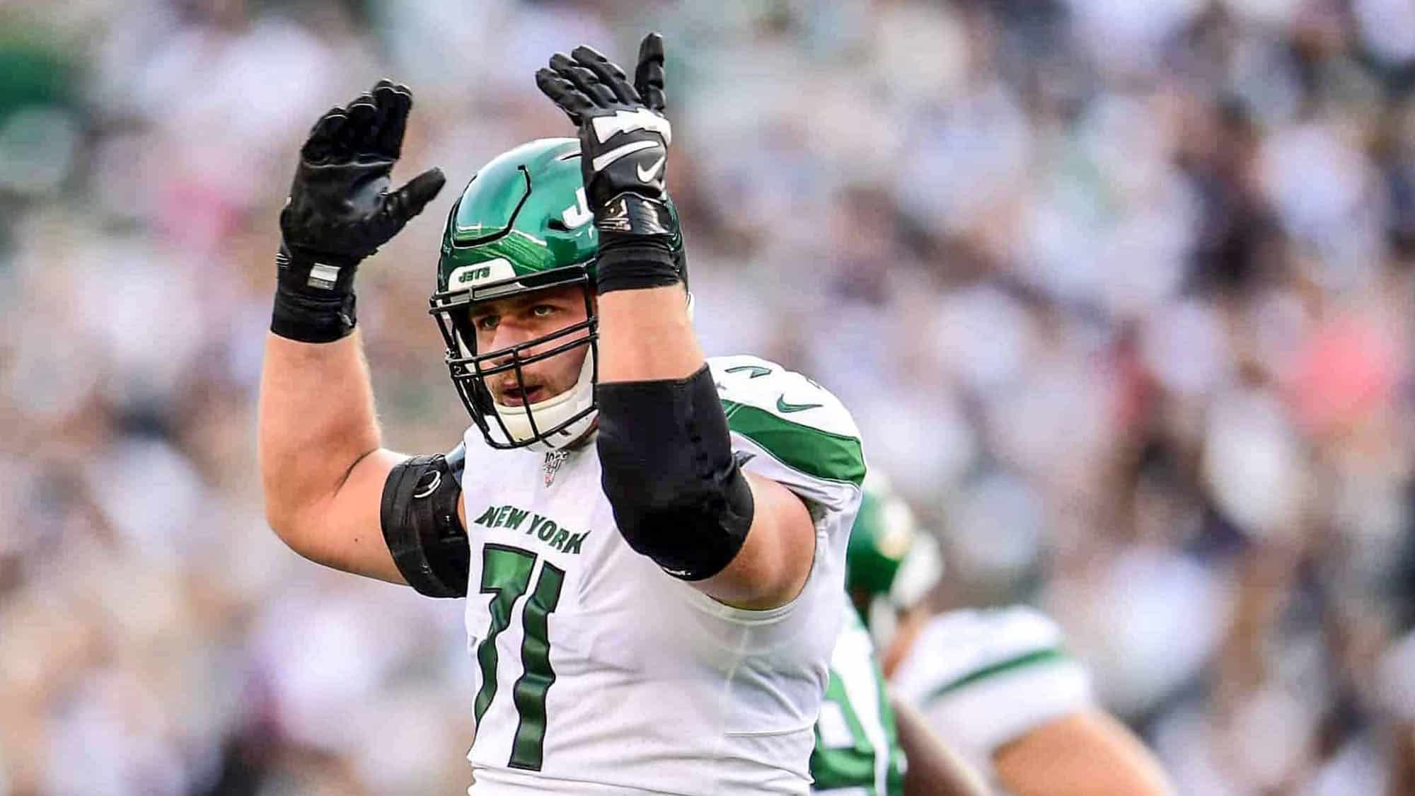 NY Jets guard and Joe Douglas trade pickup Alex Lewis has retired.