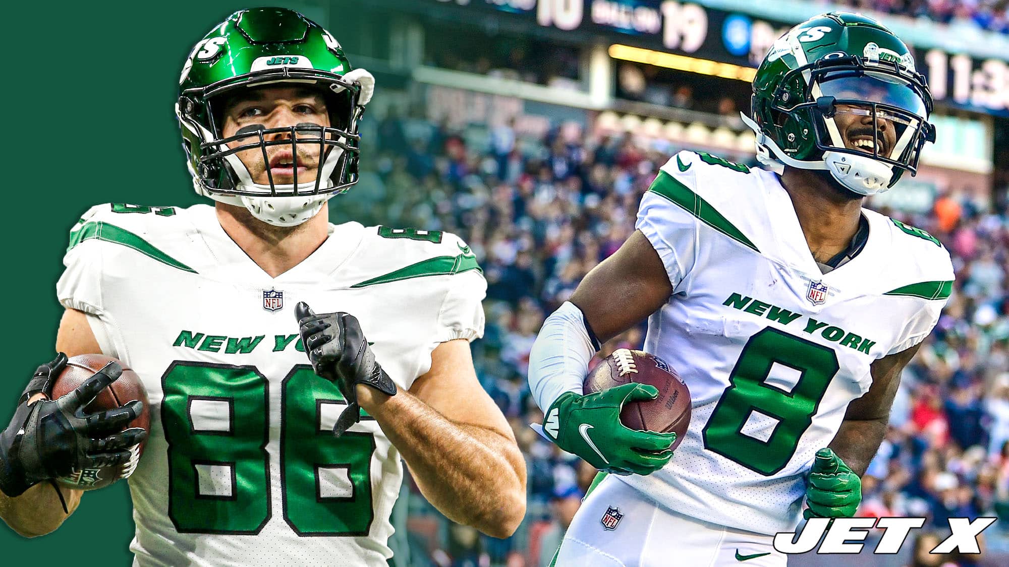 Ryan Griffin, Elijah Moore, NY Jets GM, Joe Douglas