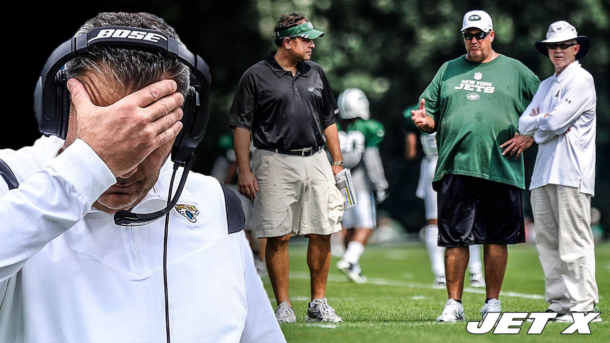 Urban Meyer, Mike Tannenbaum, Rex Ryan, Woody Johnson