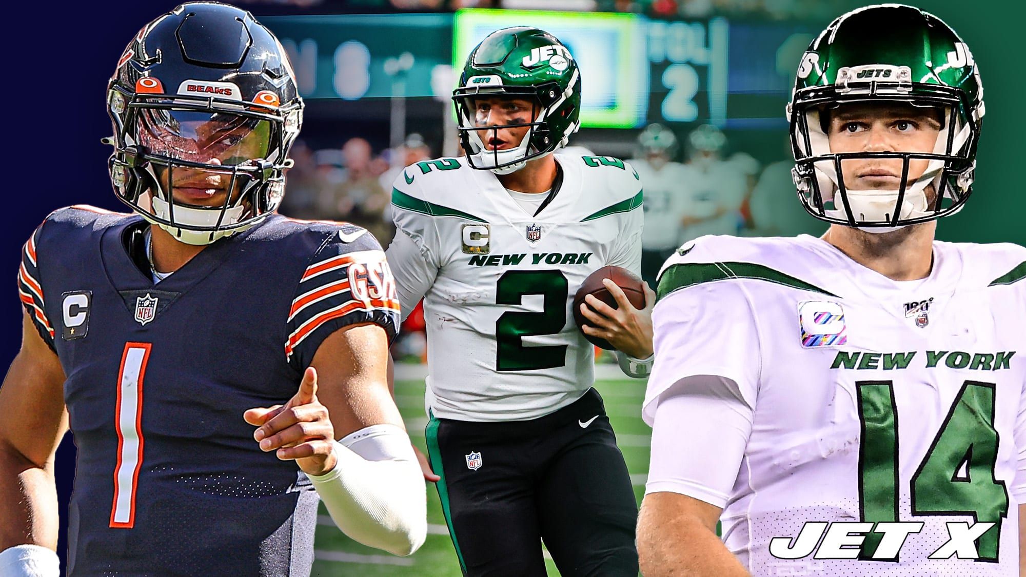 NY Jets QB, Zach Wilson, Justin Fields, Sam Darnold