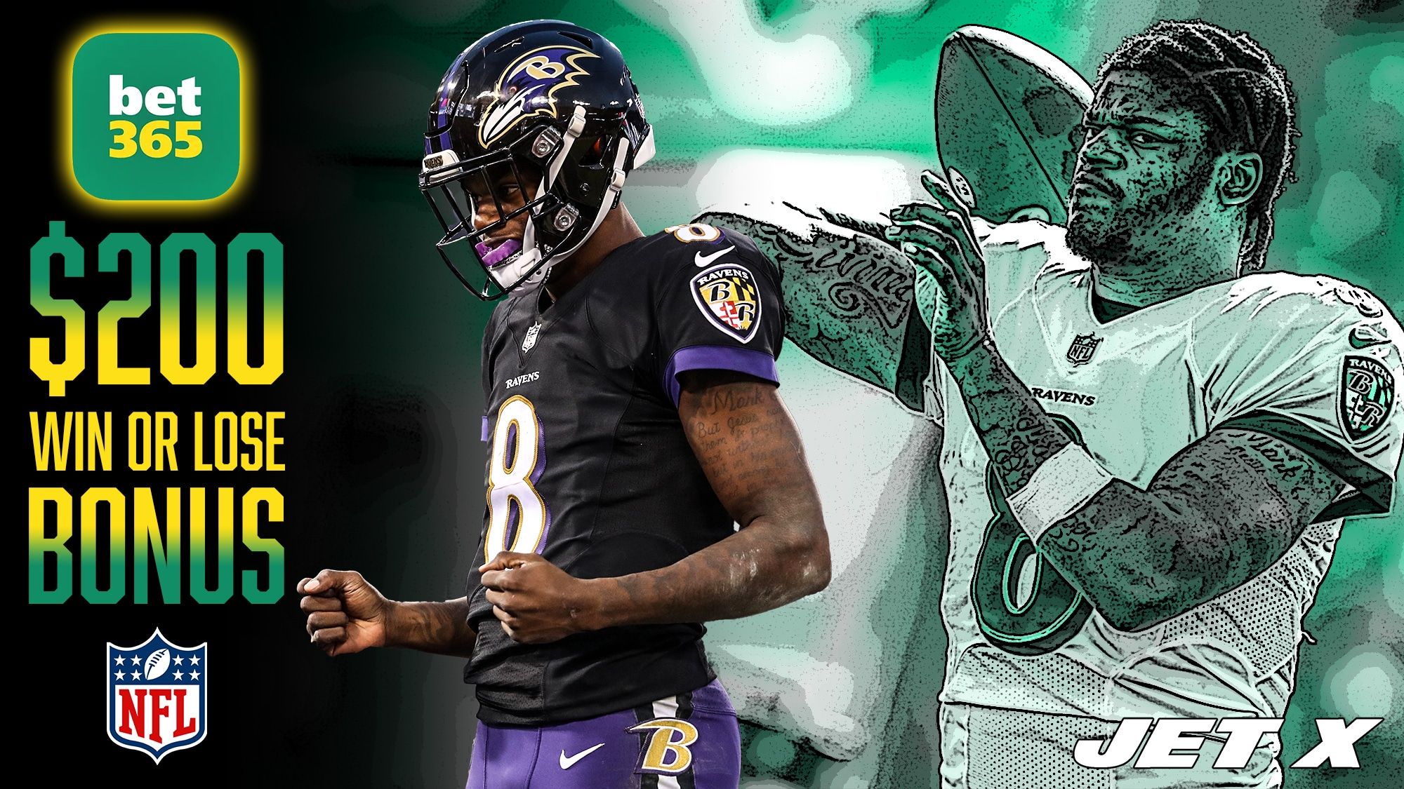 bet365 Promo Code, Bet $1, Get $200 Guaranteed Bonus, Lamar Jackson