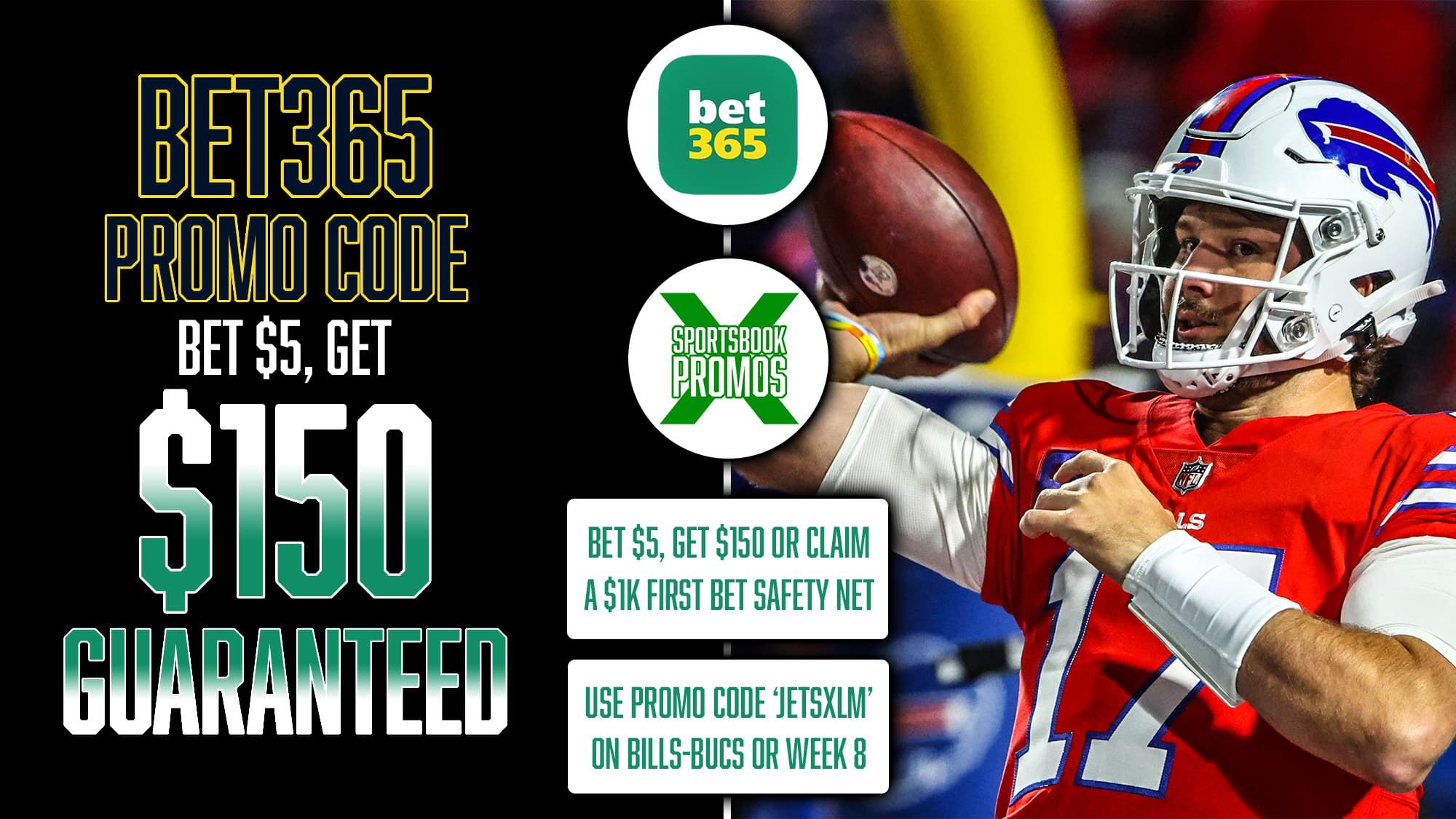 bet365 Promo Code, JETSXLM, Get $150 Guaranteed Bonus, Bills-Bucs, NFL Week 8