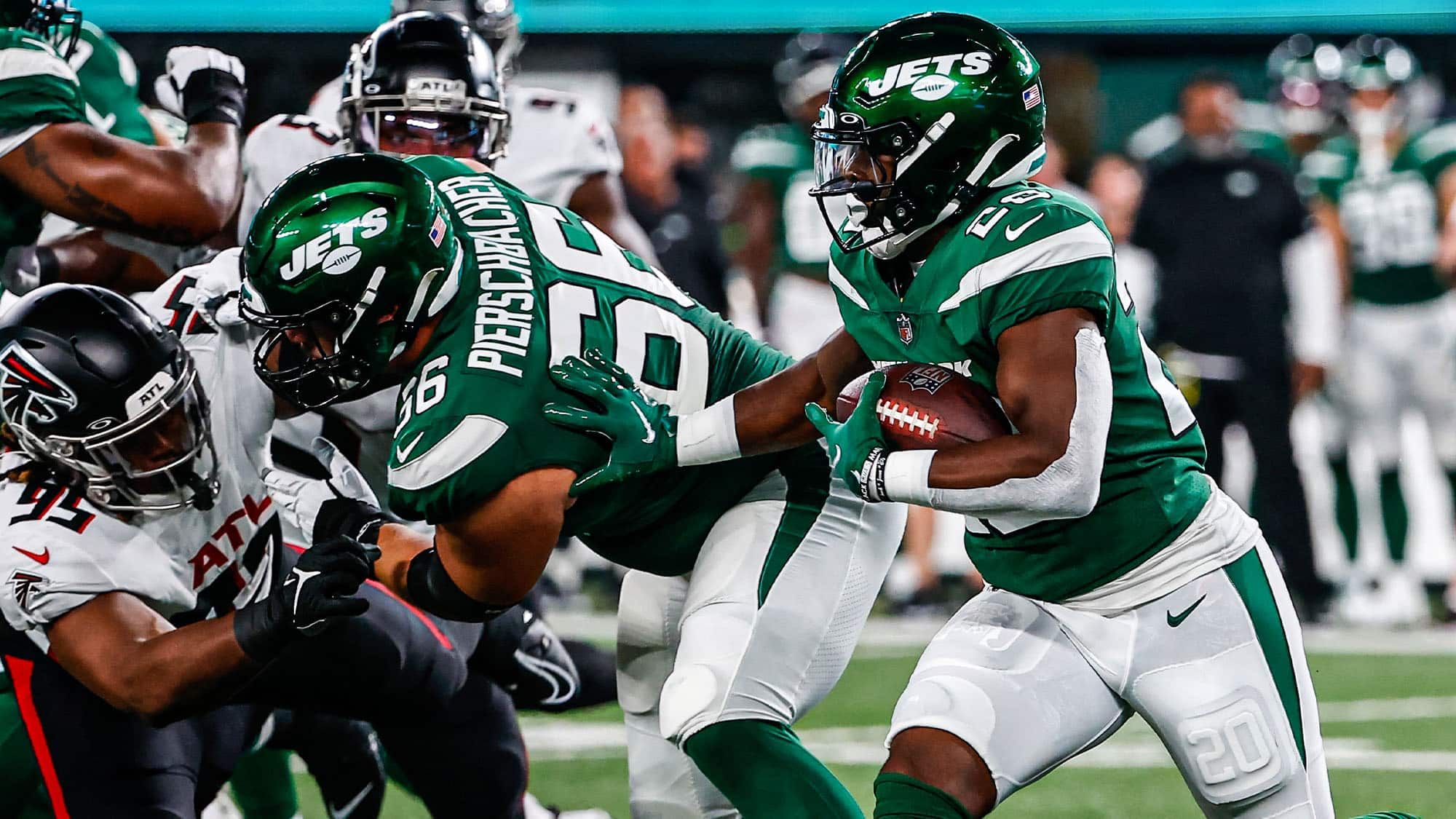 Breece Hall, NY Jets, Falcons, Stats