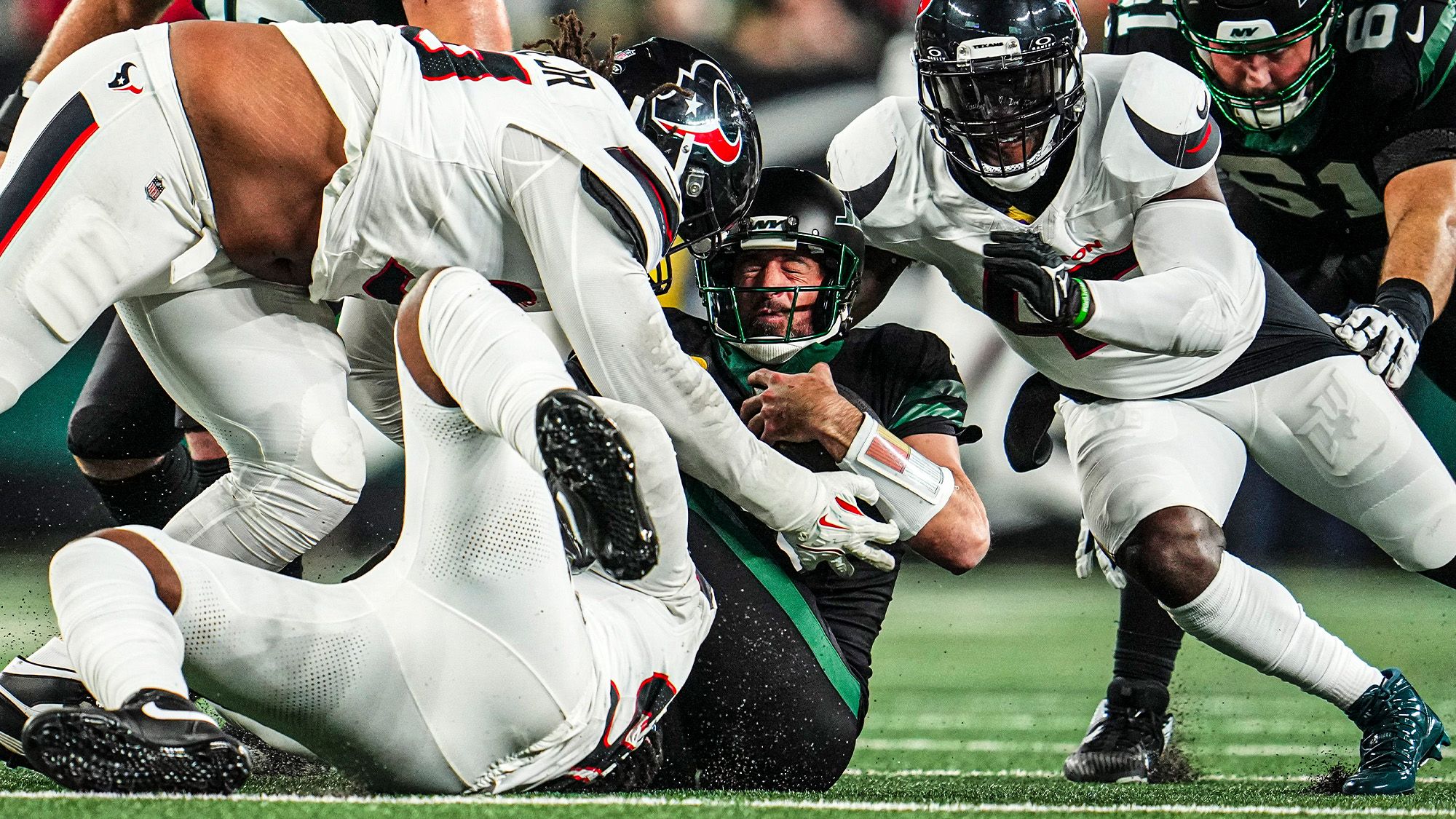 Aaron Rodgers, NY Jets, NFL, Jeopardy, Sack