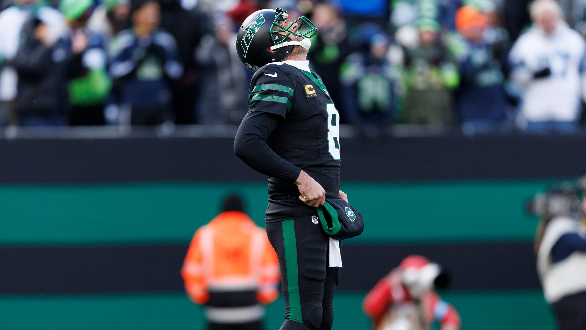 Aaron Rodgers, NY Jets, QB, NFL, Bench, 2024