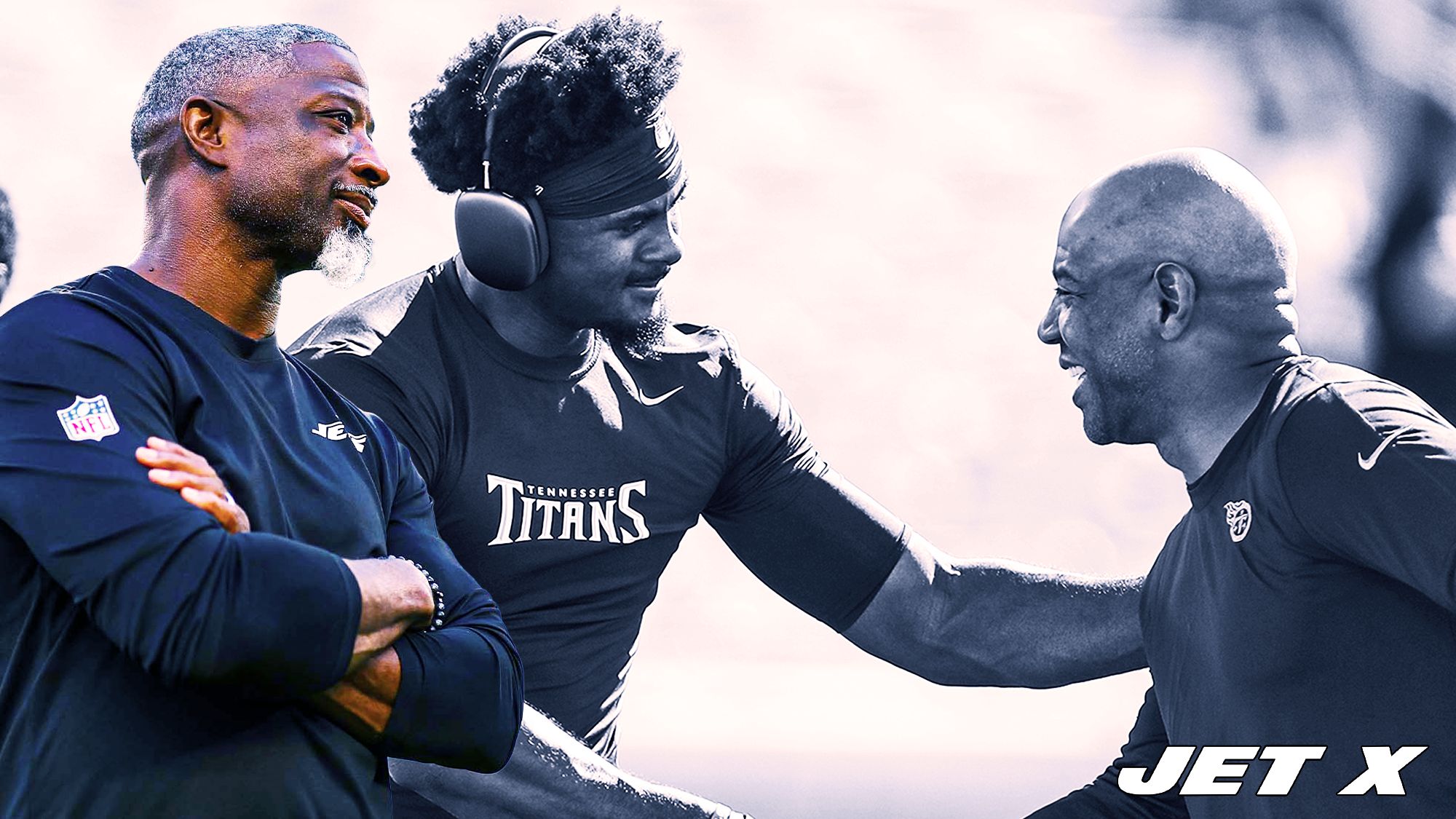 Charles London, Aaron Glenn, New York Jets, Getty Images, Jet X Graphic