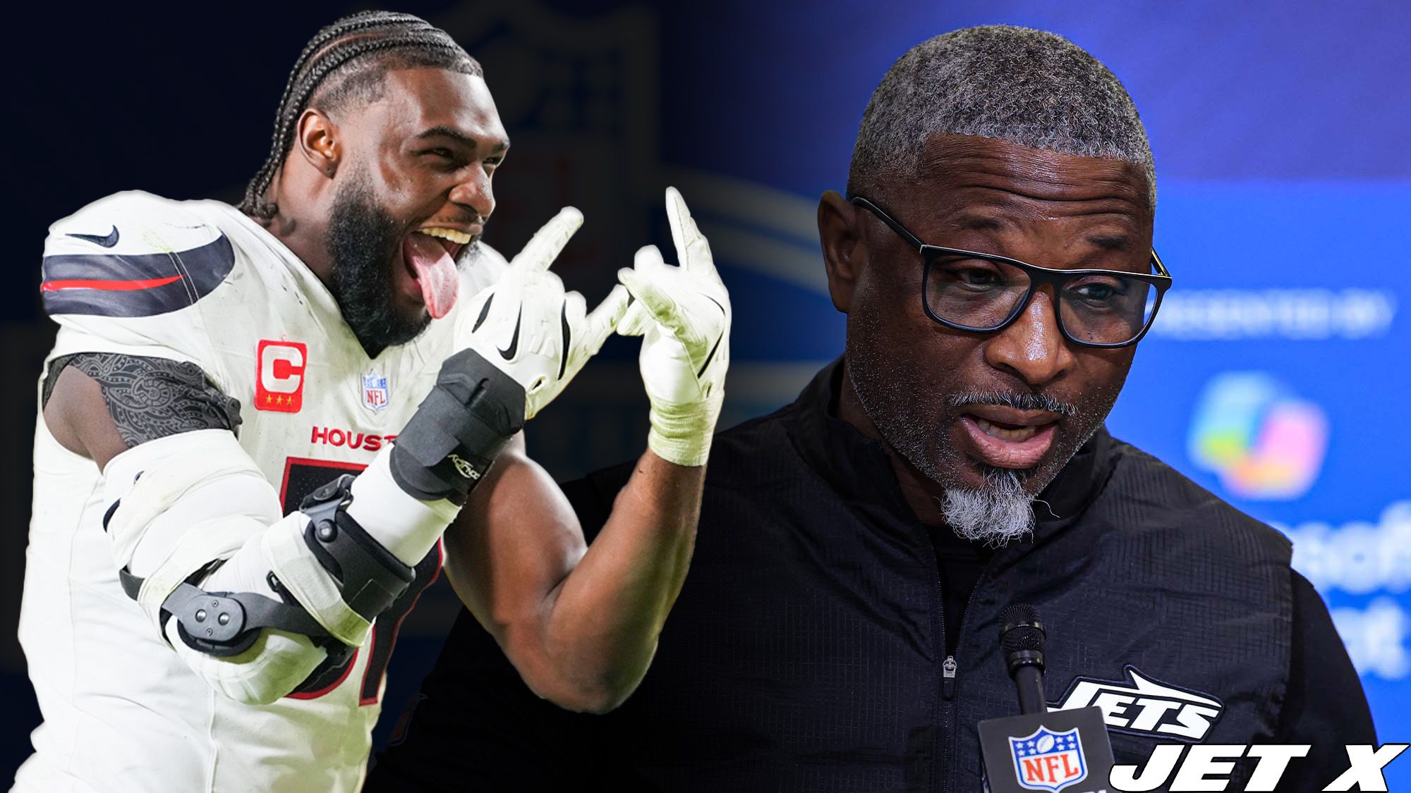 Will Anderson Jr., Aaron Glenn, Jet X Graphic