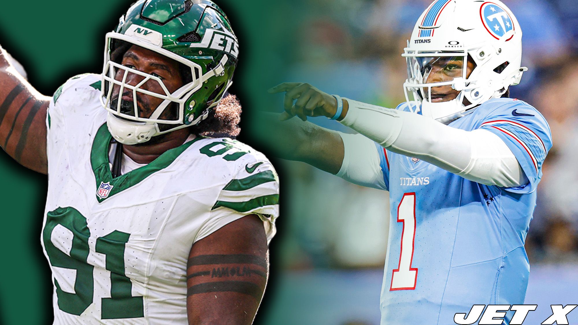Jowon Briggs, Cam Ward, New York Jets, Tennessee Titans, Jet X Graphic