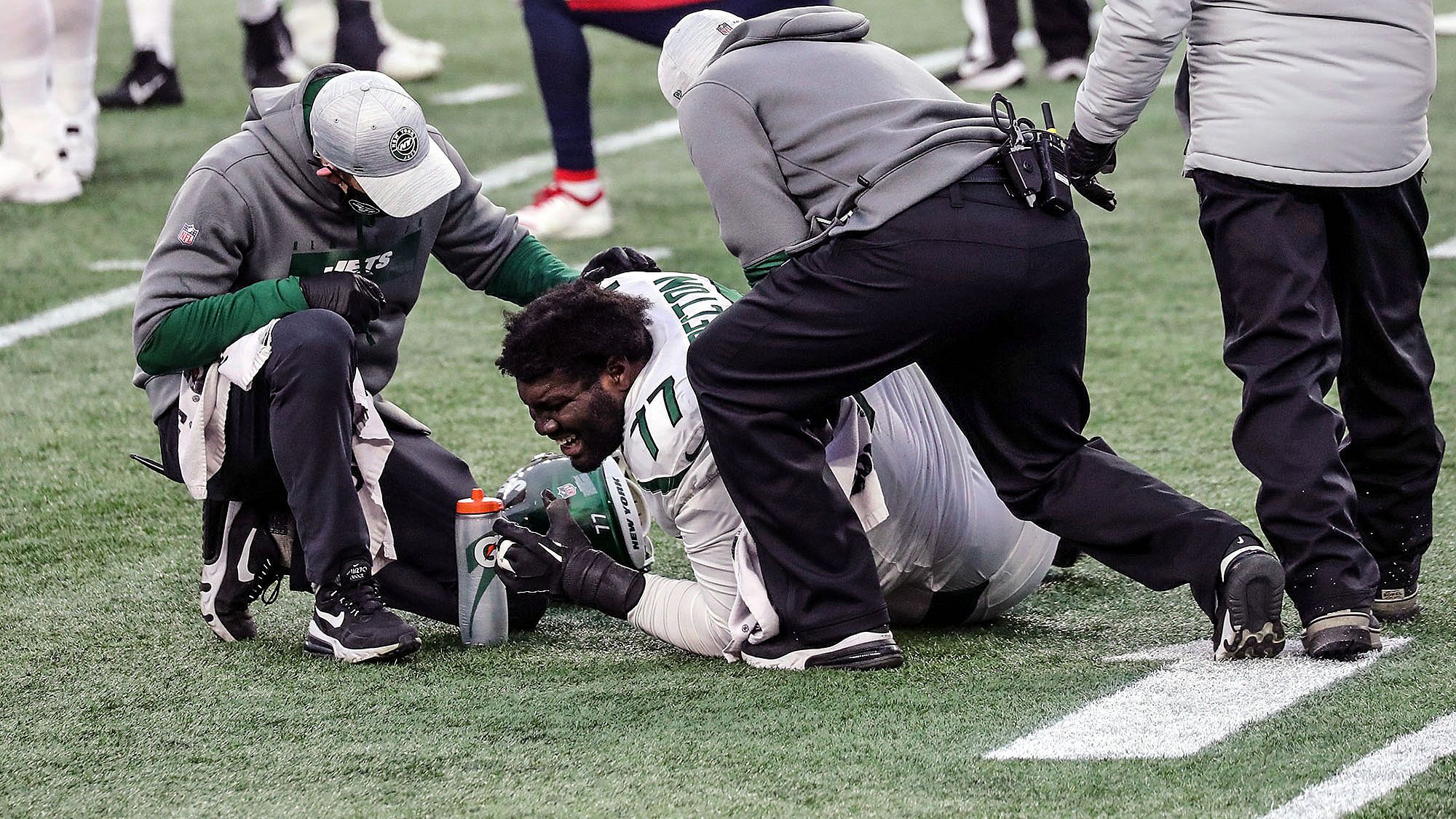 Mekhi Becton, NY Jets, Patriots, Injury