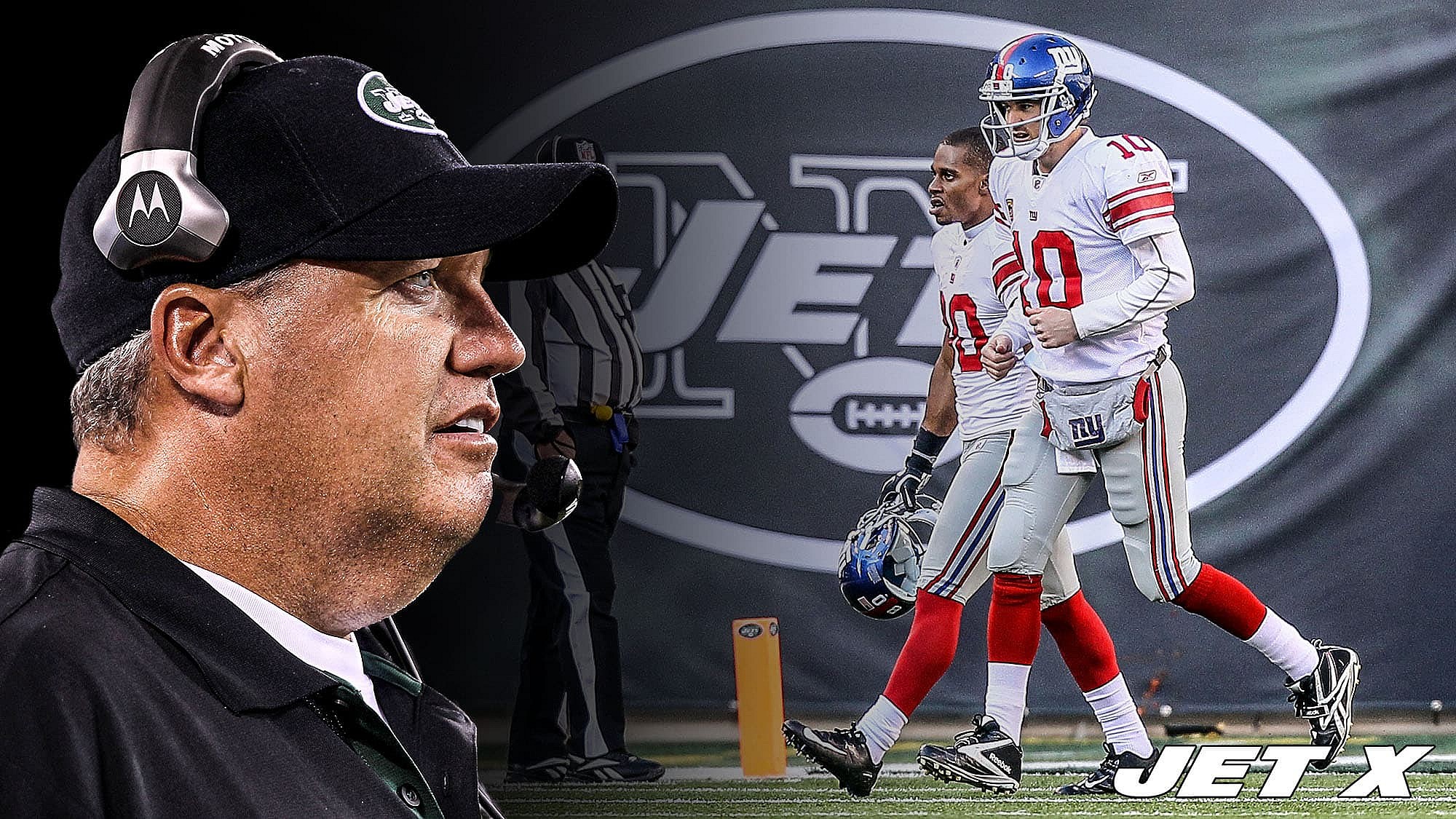 Rex Ryan, Victor Cruz, Eli Manning