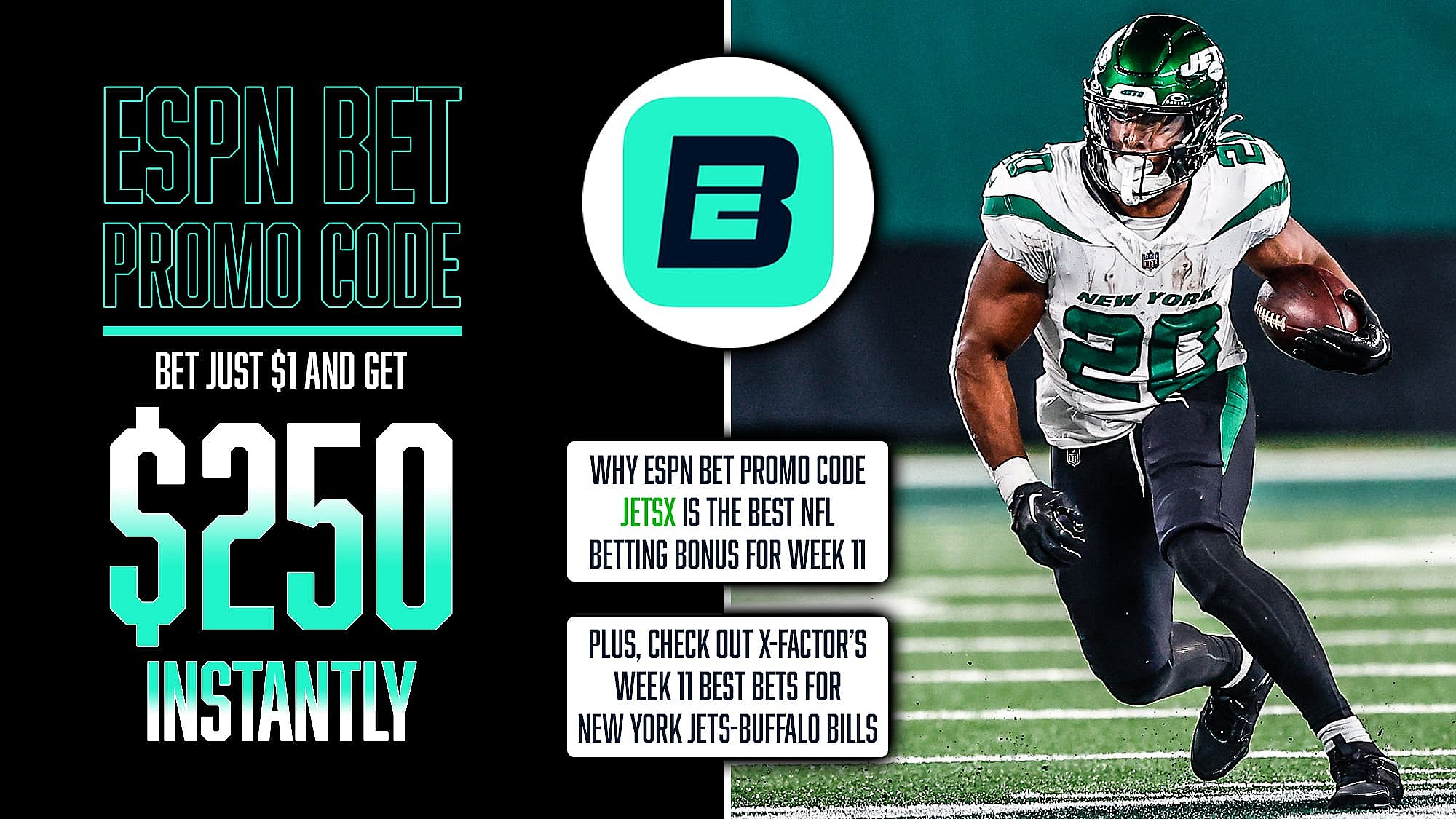 ESPN Bet Promo Code, Get $250 Bonus, Jets-Bills Best Bets, Breece Hall