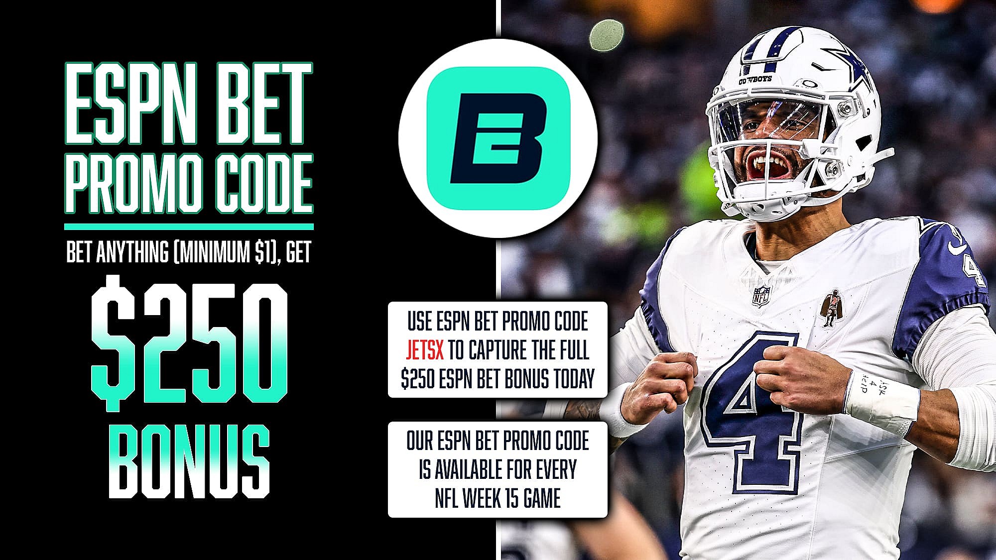 ESPN Bet NFL Promo Code, Week 15, $250 Bonus