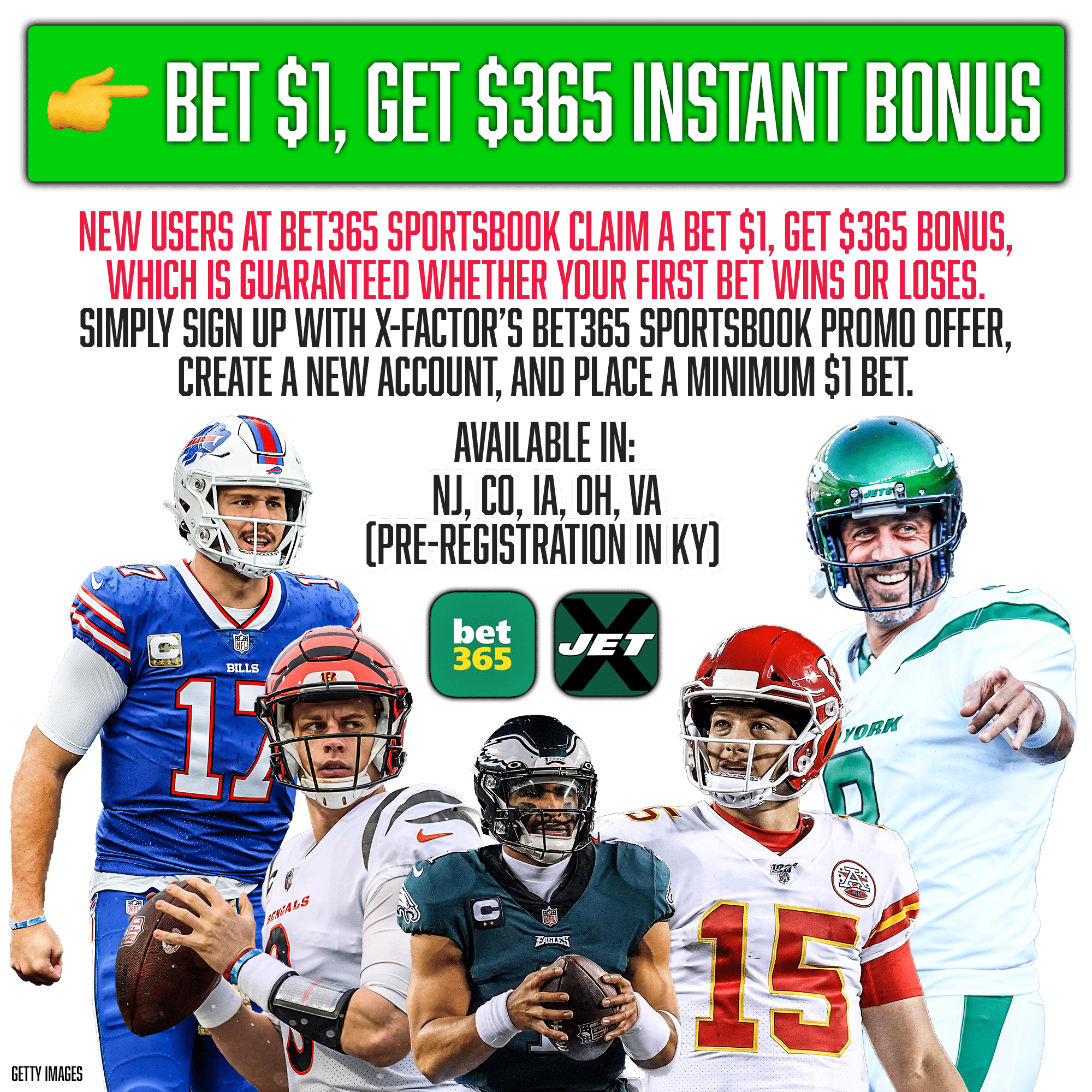 bet365 NFL Sportsbook Promo: Bet $1, Get $365 Sign-Up Bonus, Week 1