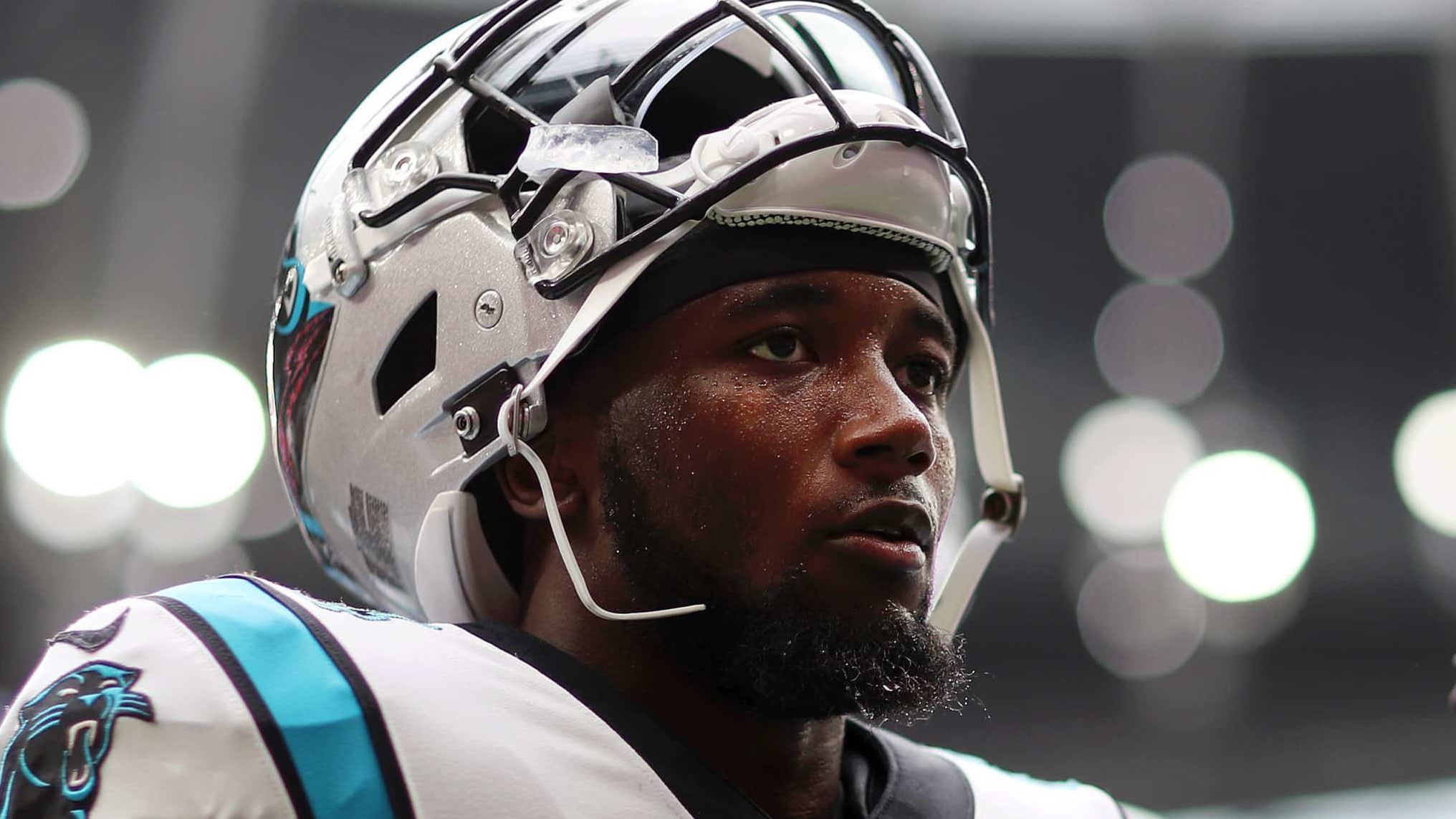 LONDON, ENGLAND - OCTOBER 13: James Bradberry of Carolina Panthers looks on during the NFL game between Carolina Panthers and Tampa Bay Buccaneers at Tottenham Hotspur Stadium on October 13, 2019 in London, England.