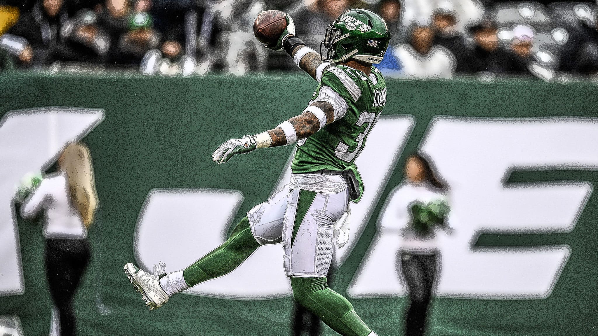 EAST RUTHERFORD, NEW JERSEY - NOVEMBER 24: Strong safety Jamal Adams #33 of the New York Jets reacts after a sack during the first half of the game against the Oakland Raiders at MetLife Stadium on November 24, 2019 in East Rutherford, New Jersey.
