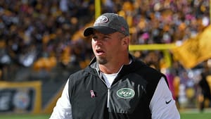 PITTSBURGH, PA - OCTOBER 09: Special teams coordinator Brant Boyer of the New York Jets looks on from the sideline during a game against the Pittsburgh Steelers at Heinz Field on October 9, 2016 in Pittsburgh, Pennsylvania. The Steelers defeated the Jets 31-13.