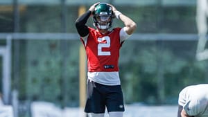 Zach Wilson struggled in his first training camp practice with the NY Jets.