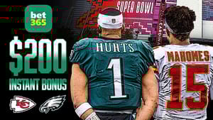 bet365 Promo Code, $200 Sportsbook Bonus, Chiefs vs. Eagles, Super Bowl 57, Jalen Hurts, Patrick Mahomes