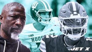 Aaron Glenn, New York Jets, Fernando Mendoza, Shedeur Sanders, Getty Images, Jet X Graphic