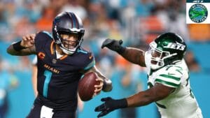 Tua Tagovailoa, Micheal Clemons, New York Jets, Miami Dolphins, Getty Images