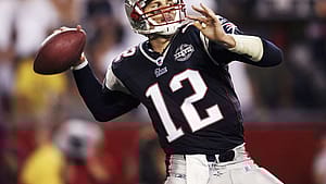 FOXBORO, MA - SEPTEMBER 9: Tom Brady #12 of the New England Patriots throws a pass against the Indianapolis Colts during the NFL game at Gillette Stadium on September 9, 2004 in Foxboro, Massachusetts.