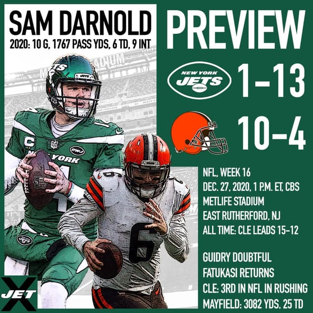 Jets, Browns, Week 16 Preview