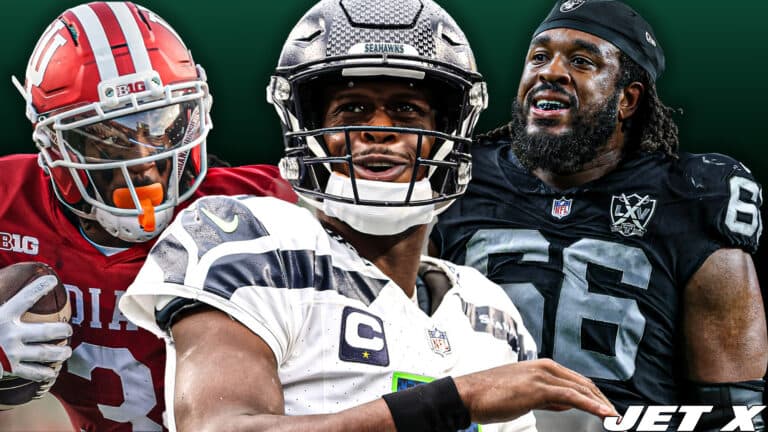 Geno Smith, Omar Cooper Jr, Dylan Parham, Jet X Graphic