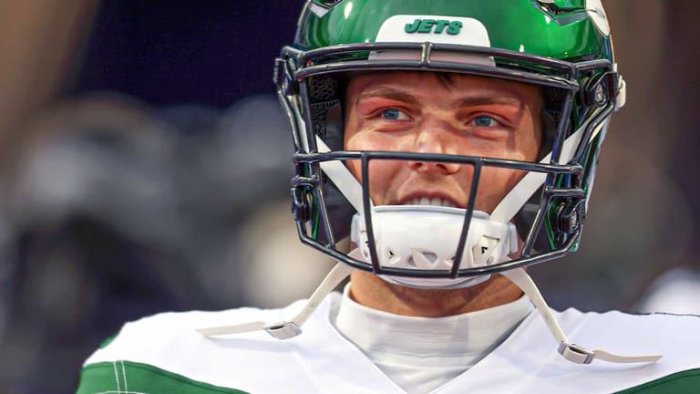 Zach Wilson, Face, Jersey, New York Jets, Bills, 2022