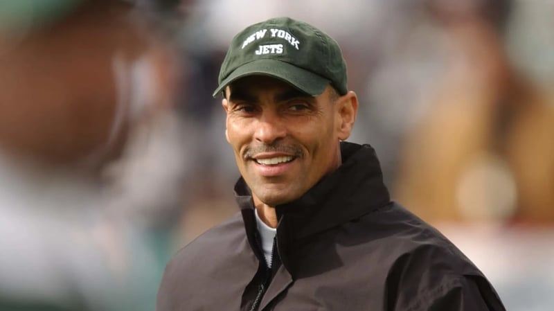 12 JAN 2003: New York Jets head coach Herm Edwards during a playoff game against the Oakland Raiders on Sunday January 12, 2003, in Oakland, CA.