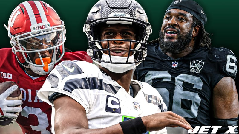 Geno Smith, Omar Cooper Jr, Dylan Parham, Jet X Graphic