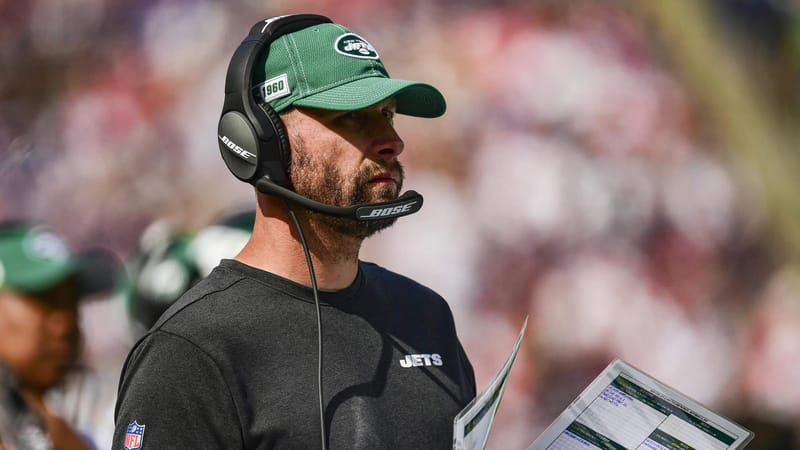 FOXBOROUGH, MA - SEPTEMBER 22: Head coach Adam Gase of the New York Jets looks on during the second quarter of a game against the New England Patriots at Gillette Stadium on September 22, 2019 in Foxborough, Massachusetts.