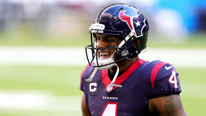 HOUSTON, TEXAS - JANUARY 03: Deshaun Watson #4 of the Houston Texans in action against the Tennessee Titans during a game at NRG Stadium on January 03, 2021 in Houston, Texas.