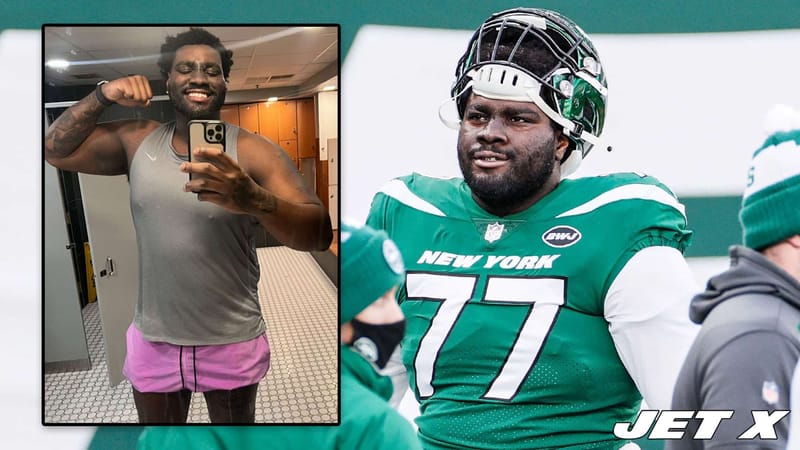 Mekhi Becton, NY Jets, Weight, Workout, Twitter