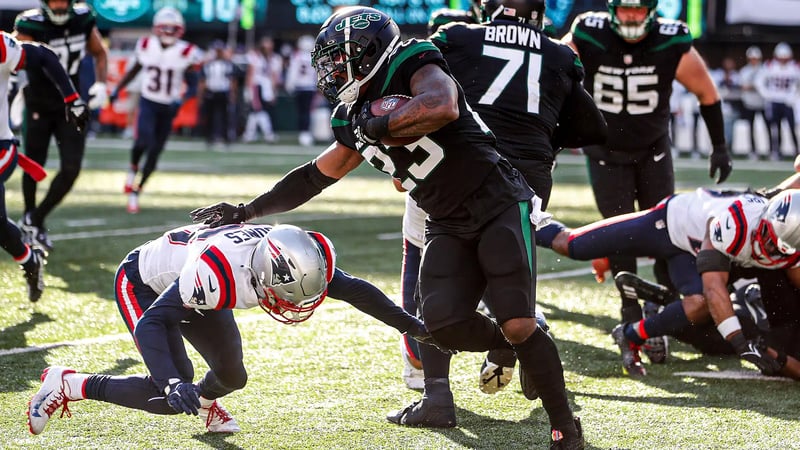 James Robinson, NY Jets, Patriots, Rushing, Stats, Personnel