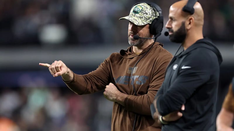 Aaron Rodgers, Robert Saleh, New York Jets, Las Vegas Raiders