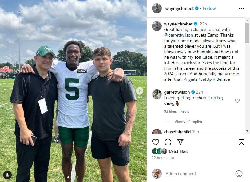 Garrett-Wilson-Wayne-Chrebet-NY-Jets-Instagram