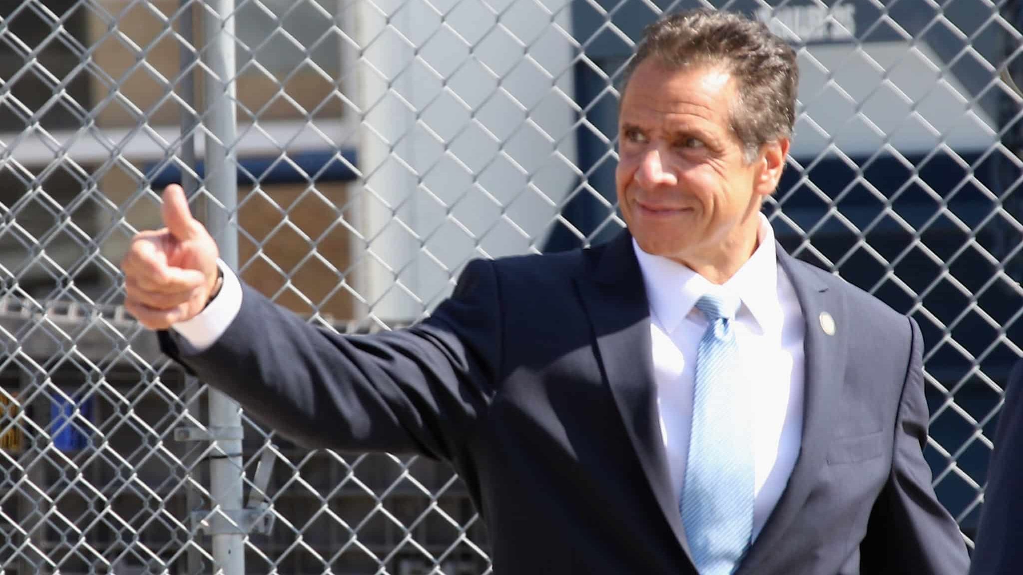 ELMONT, NEW YORK - SEPTEMBER 23: New York Gov. Andrew Cuomo arrives for the groundbreaking ceremony for the New York Islanders hockey arena at Belmont Park on September 23, 2019 in Elmont, New York. The $1.3 billion facility, which will seat 19,000 and include shops, restaurants and a hotel, is expected to be completed in time for the 2021-2022 hockey season.