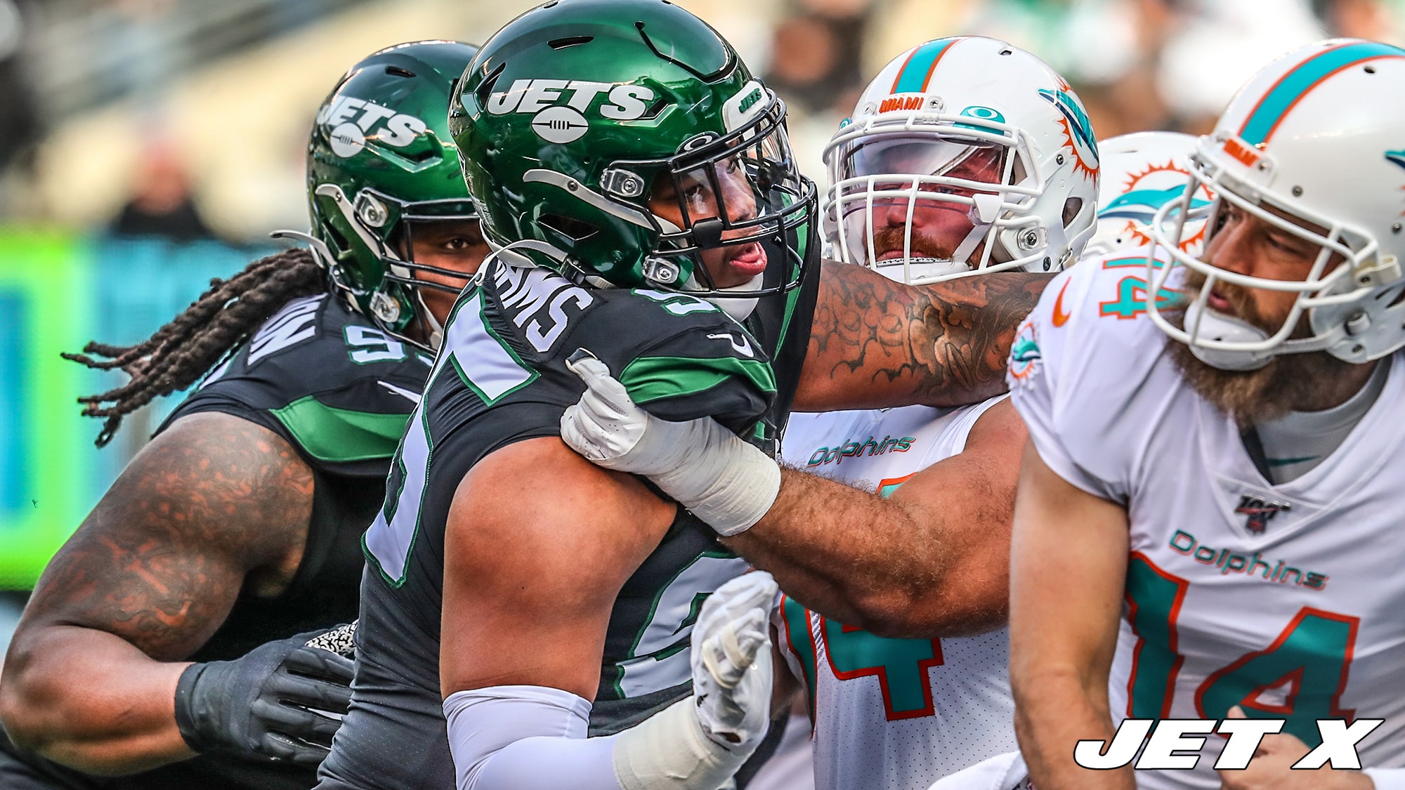 Quinnen Williams and Ryan Fitzpatrick 2