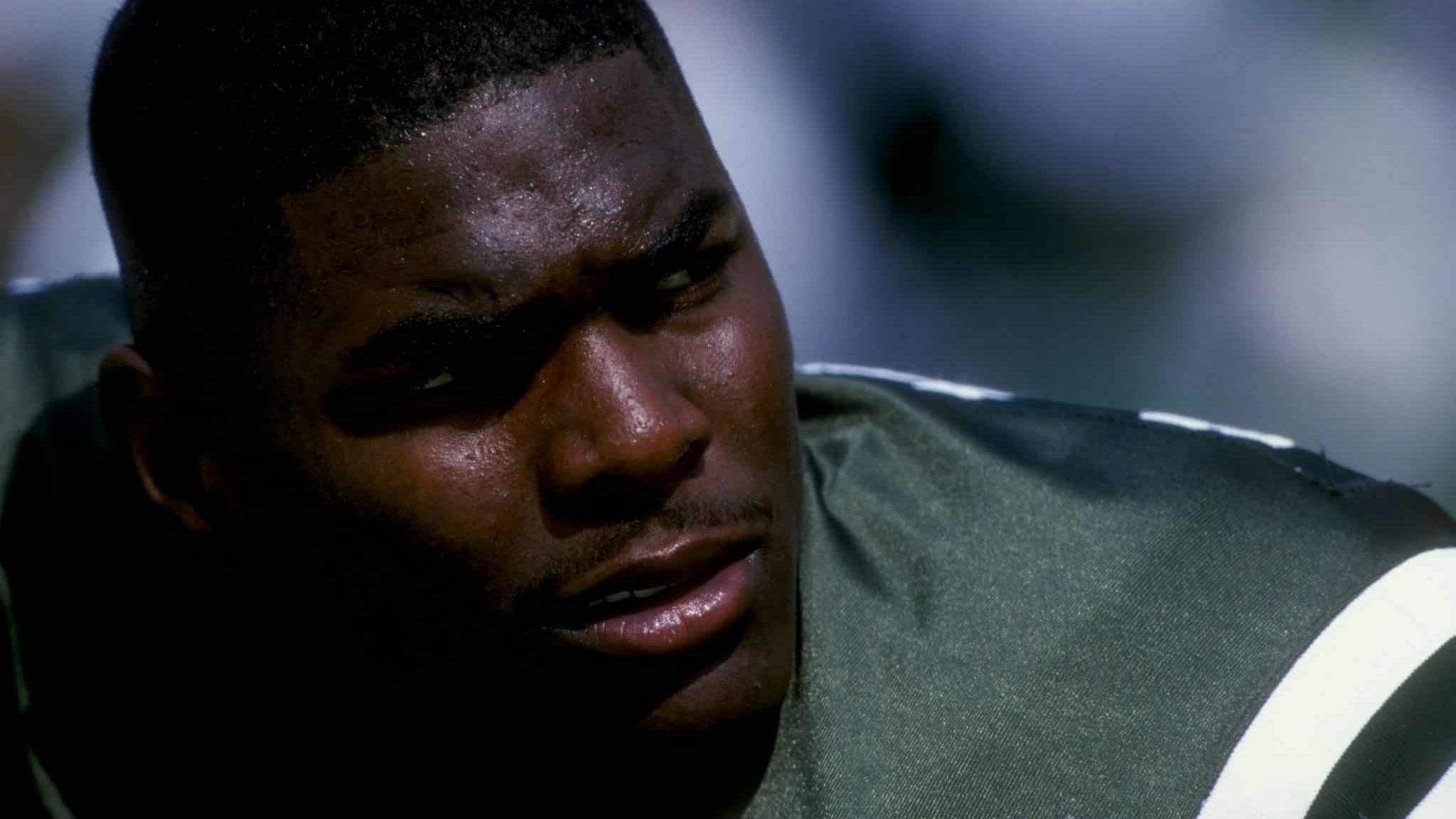 20 Sep 1998: A portrait of Keyshawn Johnson #19 of the New York Jets taken as he looks across the field during the game against the Indianapolis Colts at Giant Stadium in East Rutherford, New Jersey. The Jets defeated the Colts 44-6.