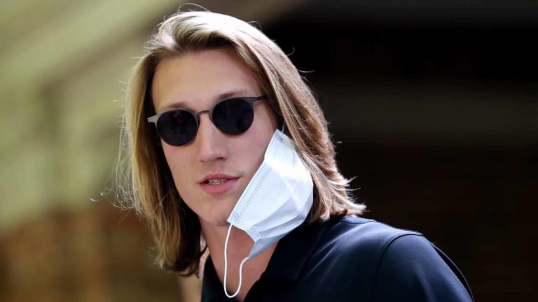 CLEMSON, SOUTH CAROLINA - JUNE 13: Clemson quarterback Trevor Lawrence addresses the media before the "March for Change" protest at Bowman Field on June 13, 2020 in Clemson, South Carolina. The protests were in response to the death of George Floyd, an African American, while in the custody of the Minneapolis police. Protests calling for an end to police brutality have spread across cities in the U.S., and in other parts of the world.