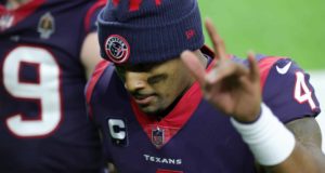 HOUSTON, TEXAS - JANUARY 03: Deshaun Watson #4 of the Houston Texans leaves the field following a game against the Tennessee Titans at NRG Stadium on January 03, 2021 in Houston, Texas.