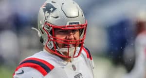 ORCHARD PARK, NY - NOVEMBER 01: Joe Thuney #62 of the New England Patriots before a game against the Buffalo Bills at Bills Stadium on November 1, 2020 in Orchard Park, New York.