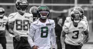Wide receiver Elijah Moore participates in practice as the New York Jets held OTA's this morning at their practice facility in Florham Park, NJ on June 4, 2021.